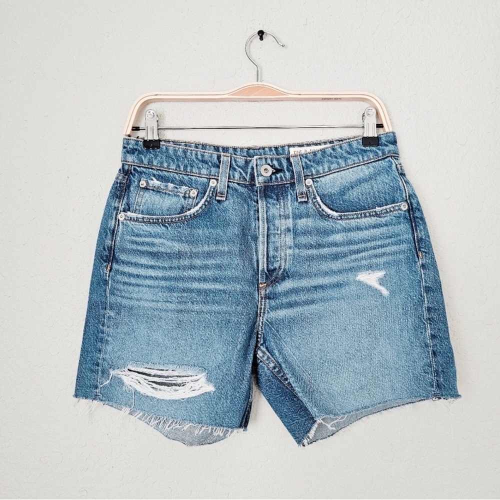New $195 Rag & Bone Rosa Mid Rise Short Medium Wash Distressed Classic 27 - Picture 5 of 6